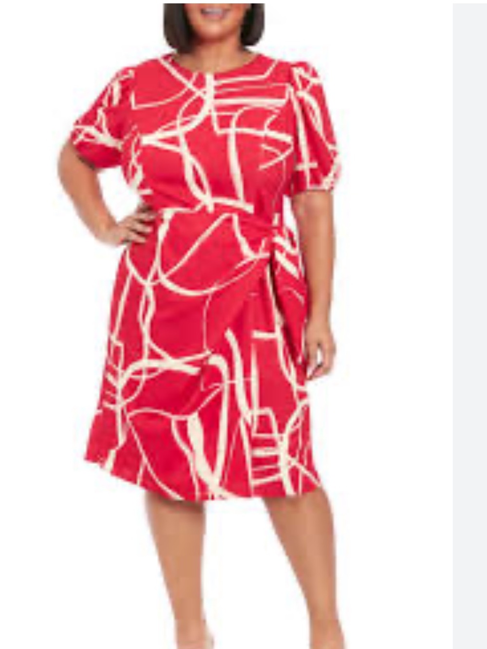 London Time Red and Cream Dress